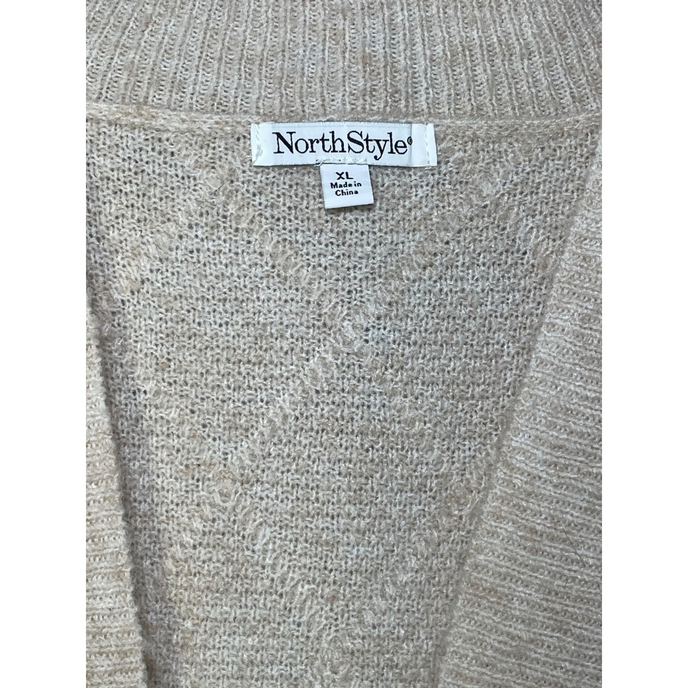 Beige Cardigan Vest Women's XL NorthStyle Cozy Knit Wool Blend Cottagecore - Picture 3 of 8
